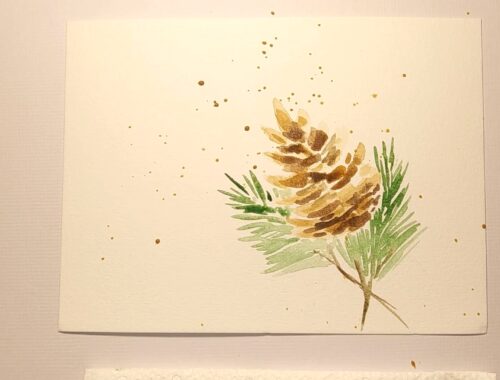 watercolor pinecone painting